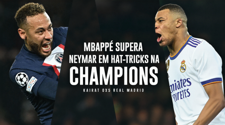 Mbappé faz 3 gols e supera Neymar na Champions